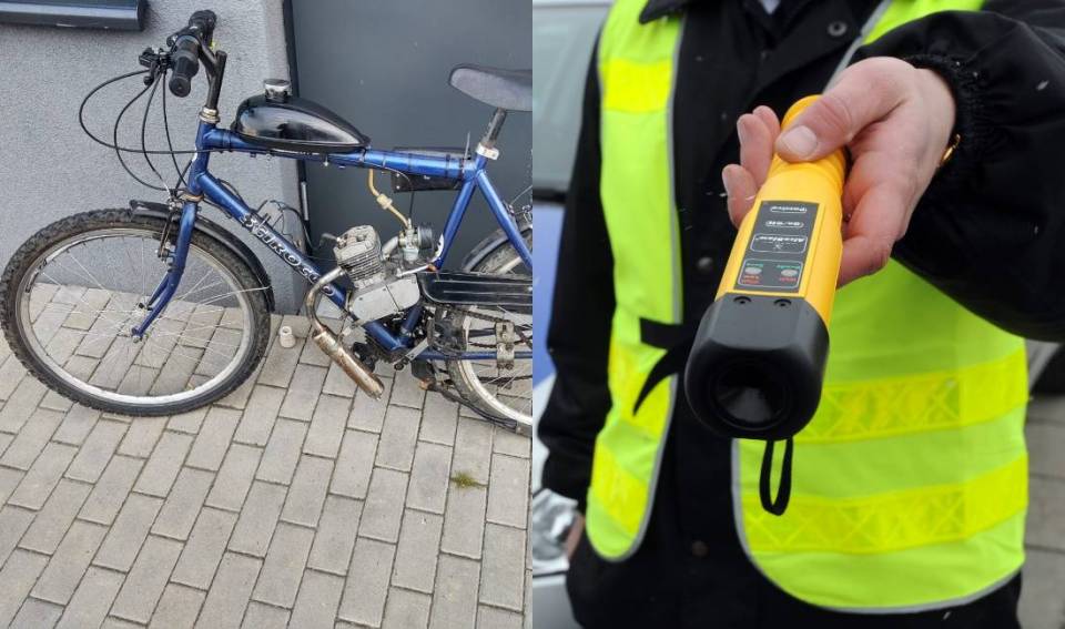 Mknął chodnikiem, ciemną nocą swoją "samoróbką". Problem pojawił się, kiedy wyprzedzili go policjanci