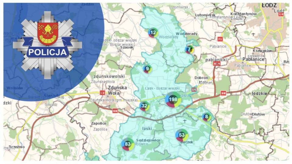 Ponad czterysta zgłoszeń na Krajowej Mapie Zagrożeń. Jakie sprawy najczęściej wpływają do łaskich policjantów?