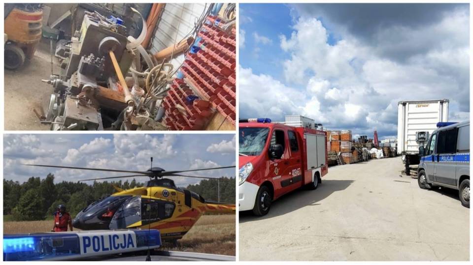 Gmina Zelów: Koszmarny wypadek w cegielni! 47-latek przetransportowany śmigłowcem LPR do szpitala